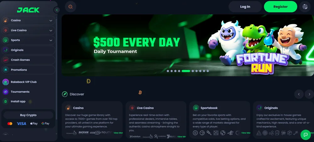 Anteprima della piattaforma Jack.com